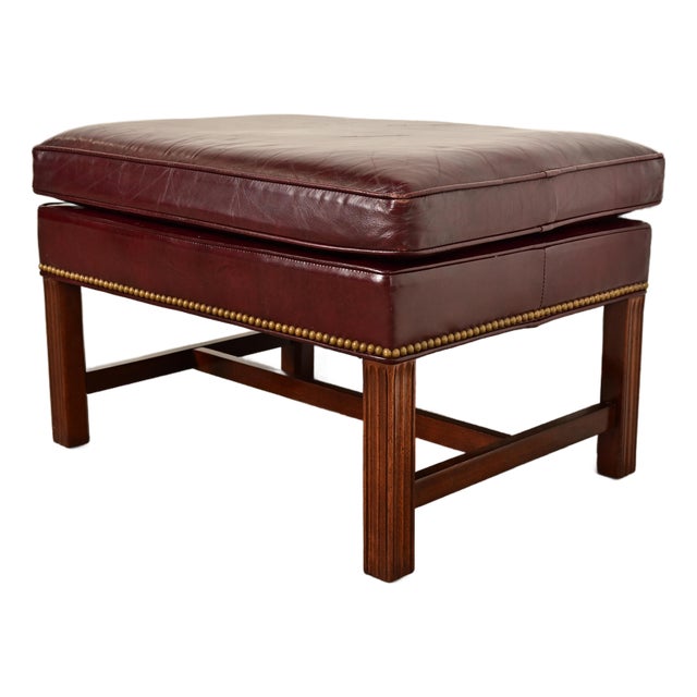 Hancock & Moore Chippendale Leather Ottoman For Sale