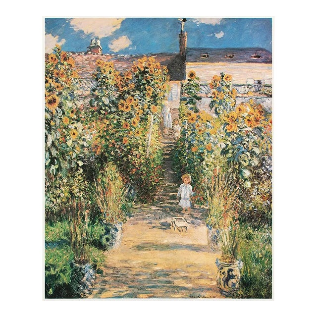 1977 After Claude Monet "The Artist's Garden at Vetheuil", Large Full-Color Print For Sale