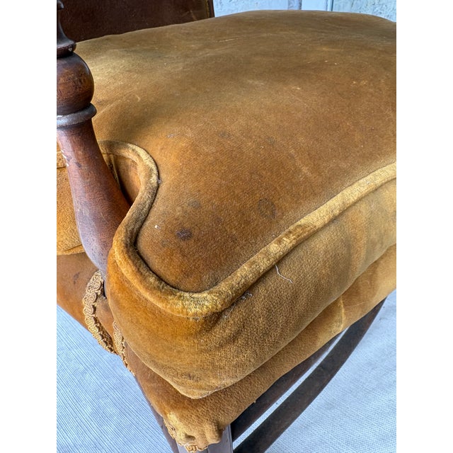 Antique Early American Upholstered Armchair For Sale - Image 9 of 10