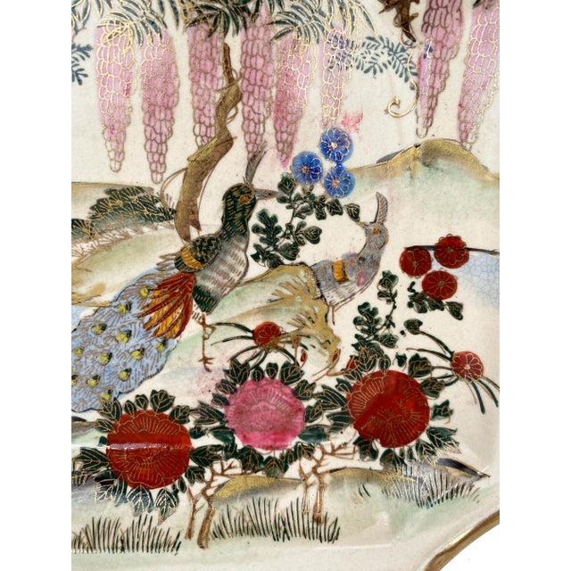 Hand-Painted Japanese Peacock Tray Plate For Sale - Image 9 of 12