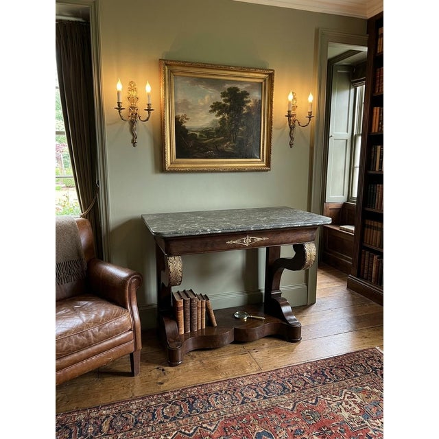 French French Charles X Period Mahogany and Marble Console Table For Sale - Image 3 of 6