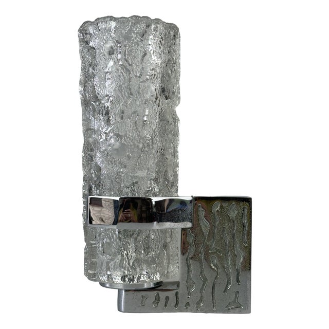 Brutalist Wall Light in Glass and Chrome, Germany, 1960s For Sale