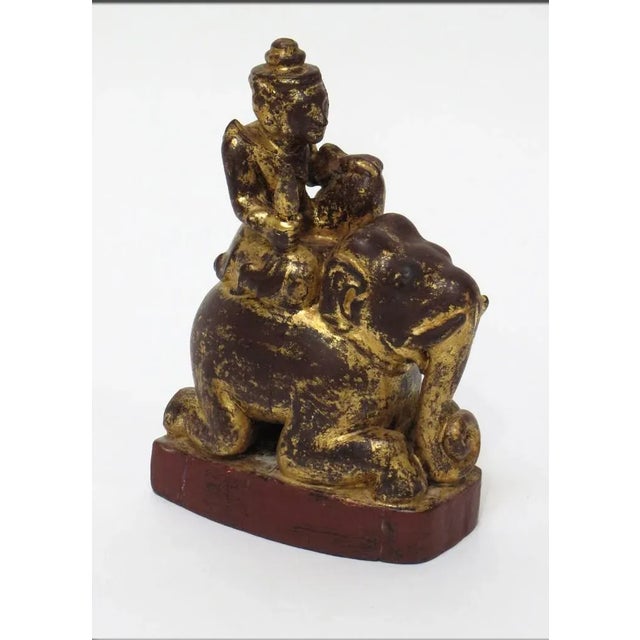 Early 20th Century Burmese Wood Angle Riding on Elephant For Sale In Los Angeles - Image 6 of 6