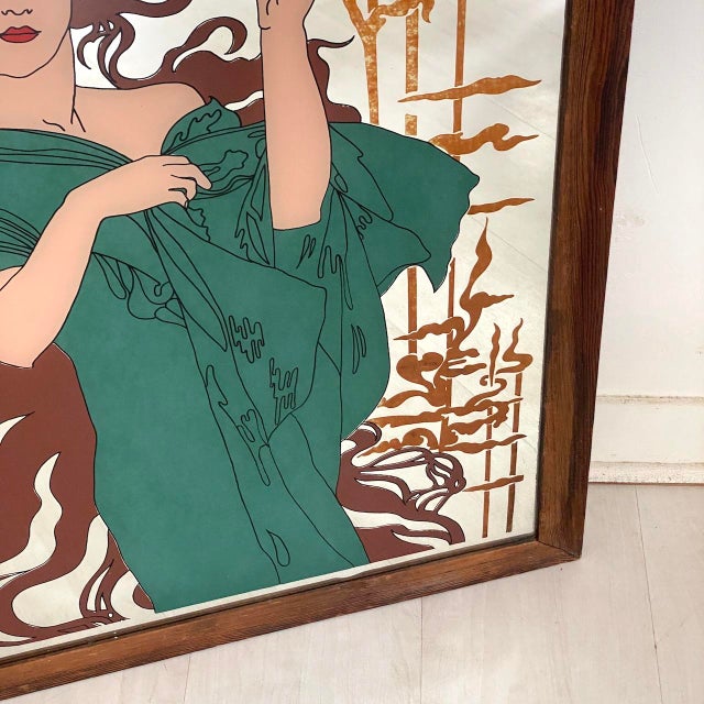 Vintage Art Nouveau Advertising Painted Mirror, 1980s For Sale - Image 10 of 12