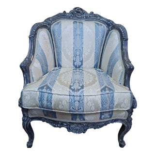 Louis XVI Blue Bergere Armchair, 1920s For Sale