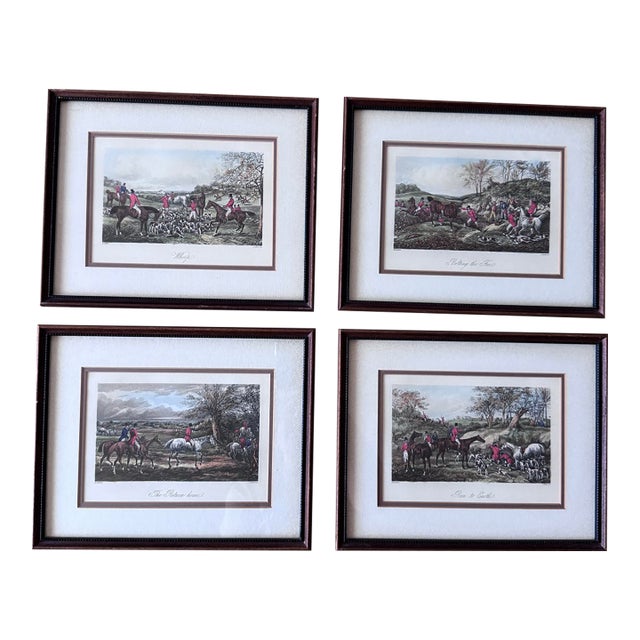 Mid 20th Century Framed English Fox Hunting Prints After Henry Alken – Set of 4 For Sale