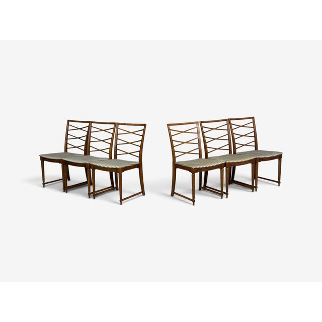 Scandinavian Modern, Six Dining Chairs, Beech, Fabric, Scandinavia, 1900s For Sale - Image 4 of 13