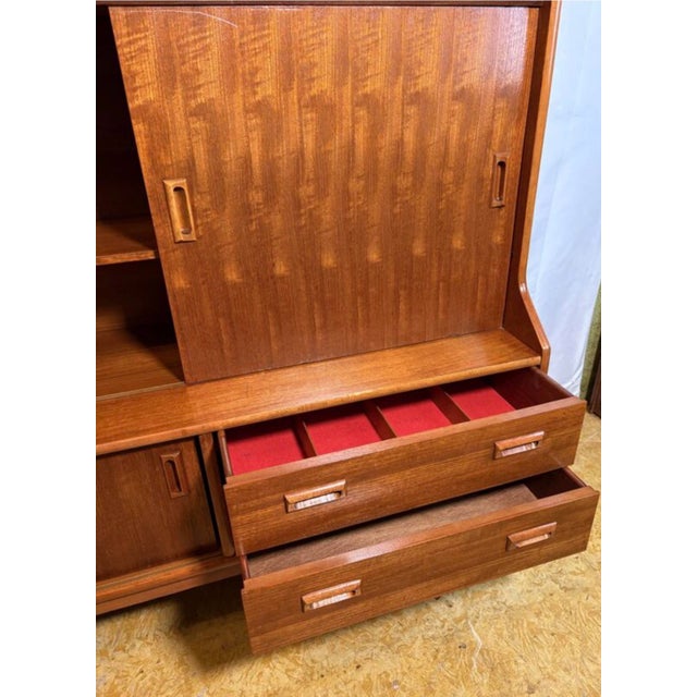 Brown Mid-Century Modern Danish Style Teak Highboard attributed to Elliotts of Newbury, 1960s For Sale - Image 8 of 13