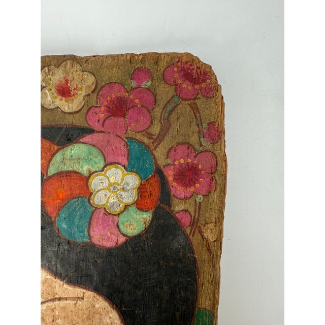 Vintage Japanese Hagoita Paddle With Painted Bijin – Signed Suzuki Hiroshi For Sale - Image 10 of 14