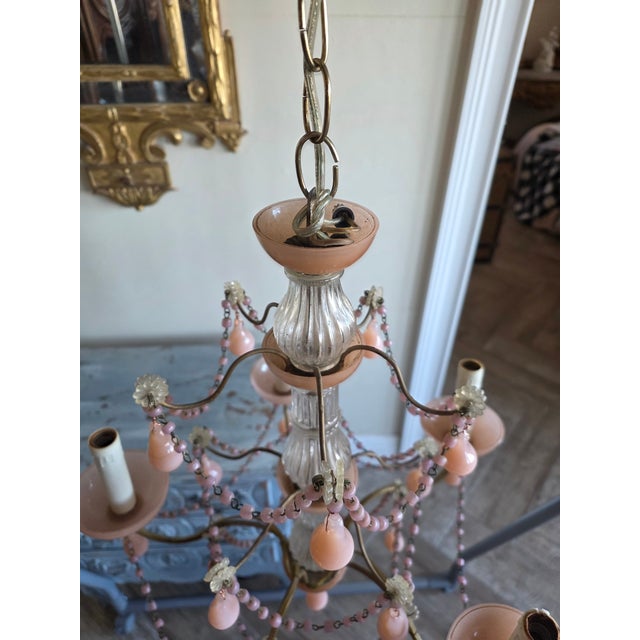Pink Opaline Chandelier For Sale - Image 10 of 13
