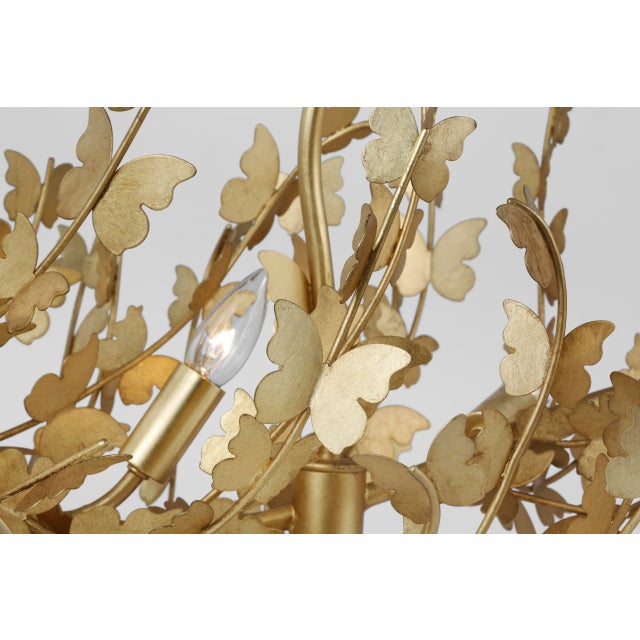 Visual Comfort Julie Neill for Visual Comfort Signature Farfalle Large Linear Chandelier in Gild For Sale - Image 4 of 5