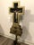 Crucifix gold color metal neon light from the 1930's. Item is in excellent condition. Item dimensions are 7"L 11"W 34.5"H...