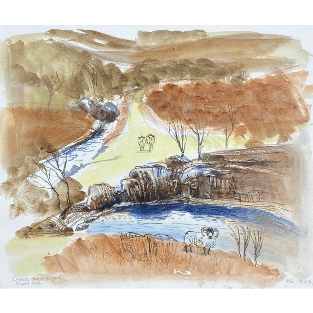 English 1990 Fred Atkinson Linhope Burn English Watercolor For Sale - Image 3 of 3