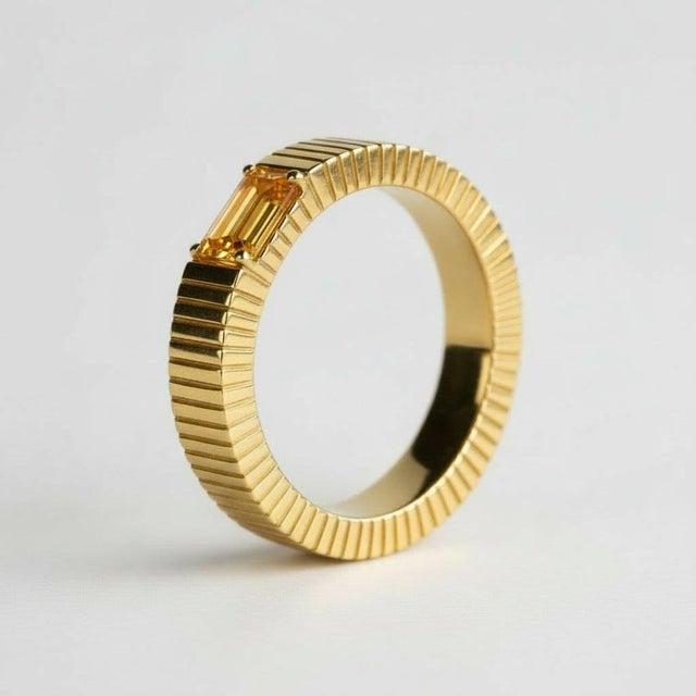 Citrine Solitaire Ring for Men Silver, Gold, Size 9 For Sale - Image 4 of 6