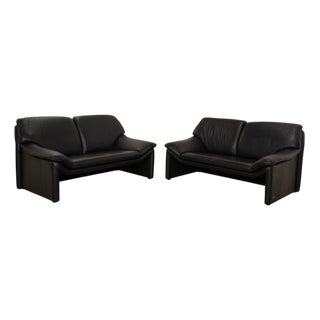 Atlanta 2-Seater Sofas in Black Leather from Laauser, Set of 2 For Sale