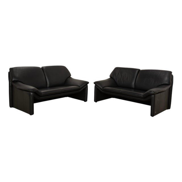 Atlanta 2-Seater Sofas in Black Leather from Laauser, Set of 2 For Sale