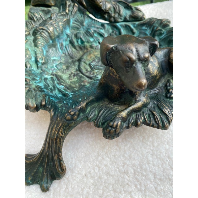 English Antique Bronze Figural Umbrella Stand With Hunting Dog & Rifle — 22”h × 14”w × 11”d For Sale - Image 3 of 6