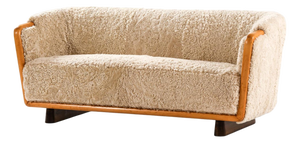 Art Deco Scandinavian Sofa in Birch and Sheepskin, 1930s