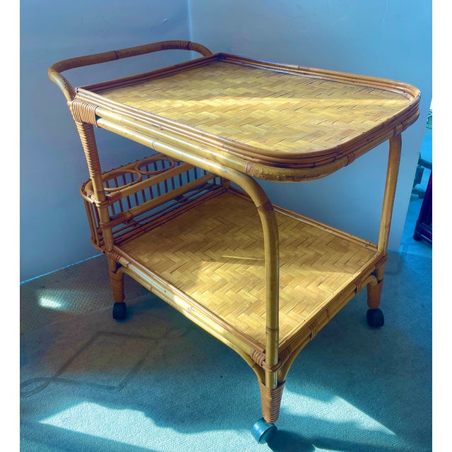 French Riviera Bar Cart in Bamboo, 1960s For Sale - Image 10 of 15