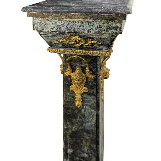 Black Antique Neoclassical Italian Black Marble and Gilt Pedestals - a Pair For Sale - Image 8 of 8