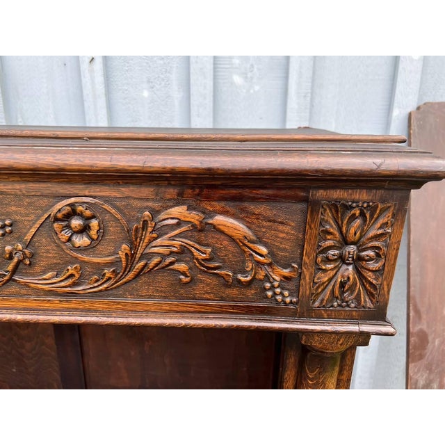 19th Century Neoclassical Style Tiger Oak Open Bookcase With 3 Shelves. 19th Century For Sale - Image 5 of 11