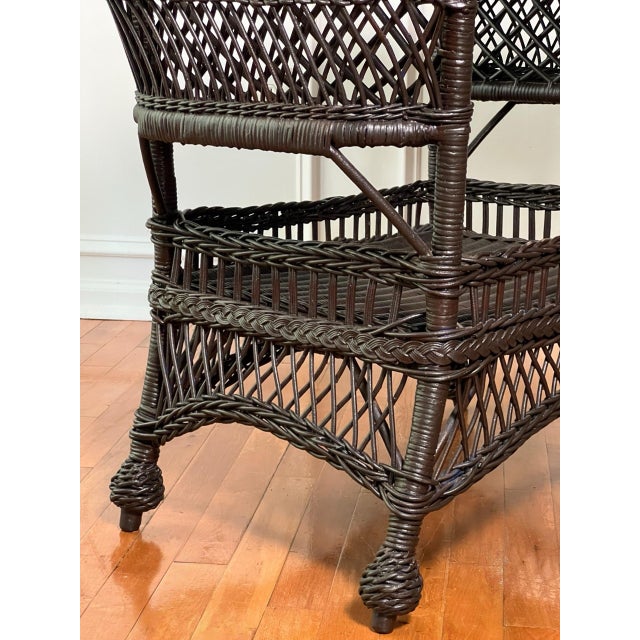 Bar Harbor Wicker Library or Side Table With Magazine Pockets in Brown, C. 1915 For Sale - Image 11 of 18