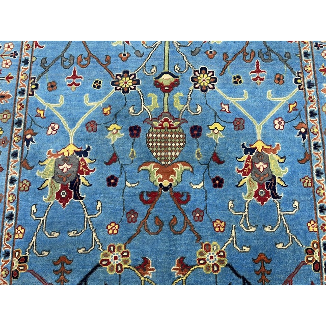 Sky Blue Persian Style Floral Area Rug With Botanical Border, 4'9" X 6'3" For Sale - Image 6 of 14