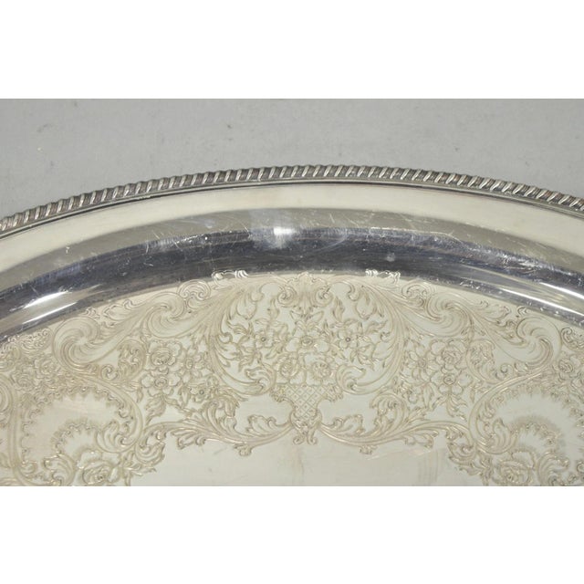 Silver Vintage English Victorian Egw&s Silver Plated Oval Serving Platter Tray W/ Mono For Sale - Image 8 of 14