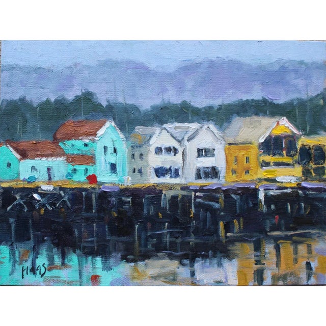 Original oil painting of Monterey Fisherman's Wharf 9x12 on linen panel. Signed: Haas Unframed. Frames shown are for...