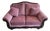 Vintage Hollywood Regency Style Carved Wood Pink Upholstered Loveseat For Sale