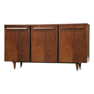 1960s Refinished Walnut and Rosewood 58” Credenza For Sale