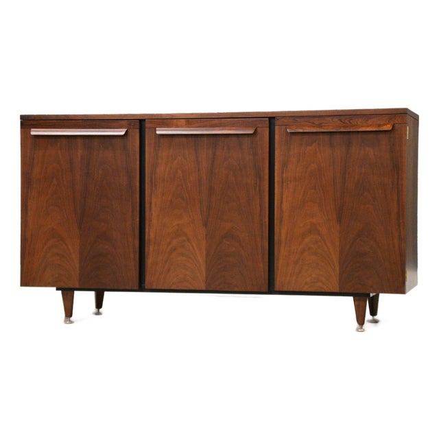 1960s Refinished Walnut and Rosewood 58” Credenza For Sale