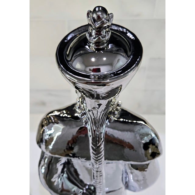 Large Vintage Chrome Chinoiserie Porcelain Scholar & Student Figurine Pair, 18 Inch For Sale - Image 14 of 17