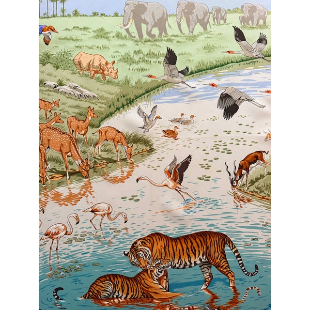 Textile Hermès La Trêve De L’eau 2005 Silk Scarf Designed by Robert Dallet For Sale - Image 7 of 11