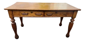 Antique 1900's Large Oak Library Table 2 Drawers