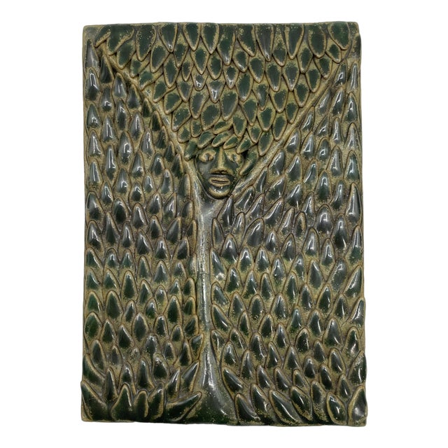 Glazed Ceramic Mural with Scaly Leaf Structure, Germany, 1960s For Sale