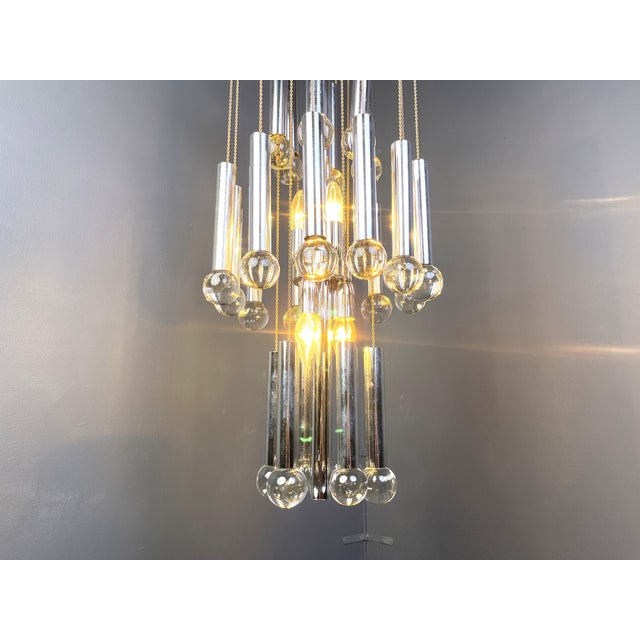 Mid-Century Modern Vintage Chandelier attributed to Gaetano Sciolari, 1970s For Sale - Image 3 of 12