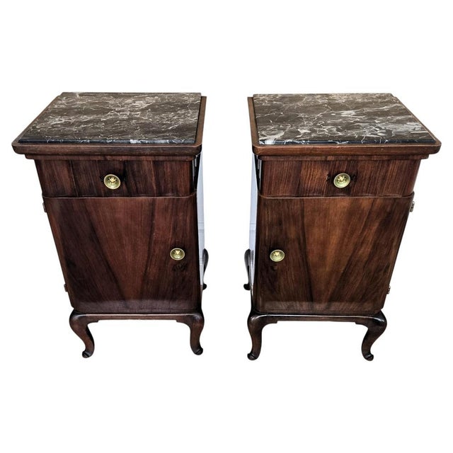 Italian Art Deco Nightstands in Walnut, 1940s, Set of 2 For Sale - Image 11 of 11