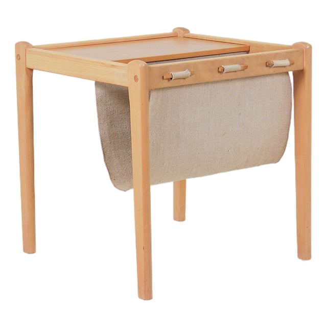 Danish Side Table with Magazine Holder by S.P. Jensen for BRDR Furbo, 1960s For Sale
