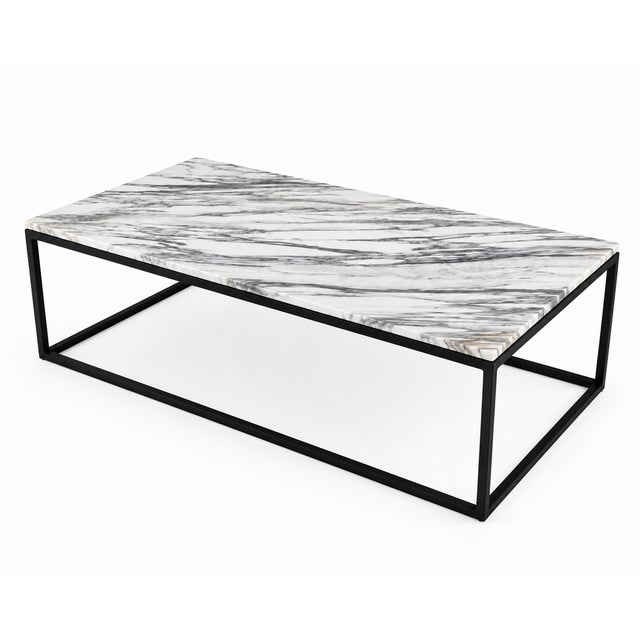 Calacatta Vagli Marble Coffee Table with Black Steel Frame, 2000 For Sale - Image 9 of 9