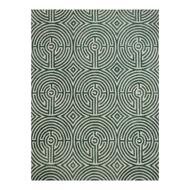 Sample Lucca Maze Rug, Boxwood Green, 12x12 For Sale