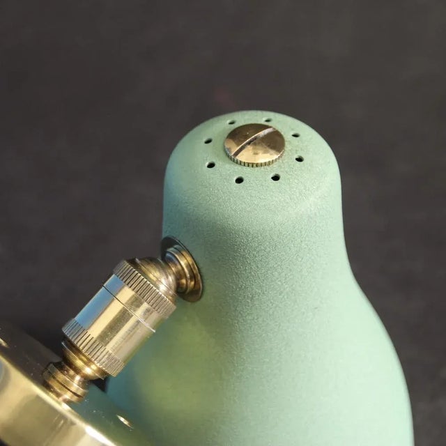 Mid-Century Brass and Green Adjustable Wall Lamp Sconce, 1950s For Sale - Image 4 of 11