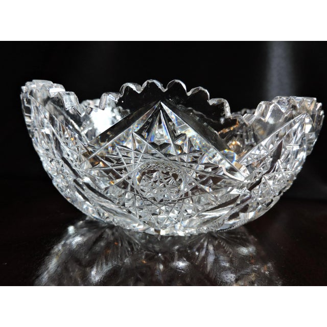 Glass C 1853 J. Hoare & Co. American Brilliant Cut Glass Low Bowl For Sale - Image 7 of 12