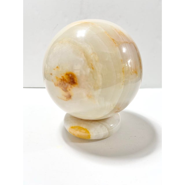 Large Vintage Banded Onyx Sphere on Stone Base For Sale - Image 4 of 12