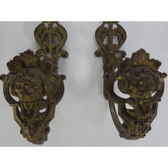 Bronze French Bronze Curtain Tie Back Hooks With Faces For Sale - Image 8 of 11