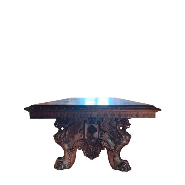 Antique Renaissance Revival Carved Walnut Refectory Table, 1850 For Sale - Image 3 of 18