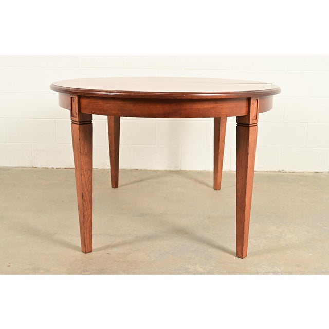 Baker Furniture Style French Regency Louis XVI Carved Walnut Extension Dining Table, Newly Refinished For Sale - Image 12 of 13