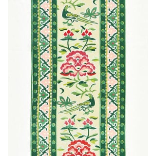 The House of Scalamandré Royal Peony Linen Print Fabric, Spring Green For Sale