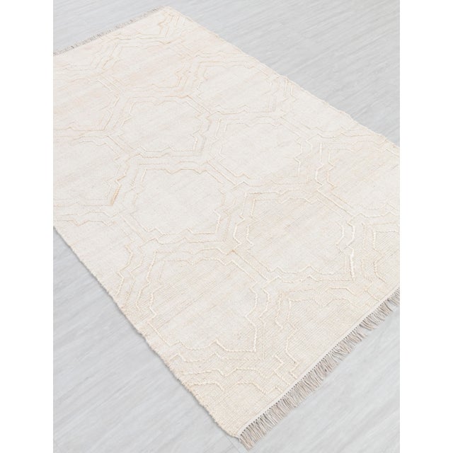 Bohemian White Jute Flatweave Rug Hand Woven, Boho Scandinavian Decor 6x9Ft. For Sale - Image 4 of 12