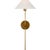 J. Randall Powers for Visual Comfort Signature Hackney 25" Tail Sconce in Hand-Rubbed Antique Brass with Linen Shade For Sale